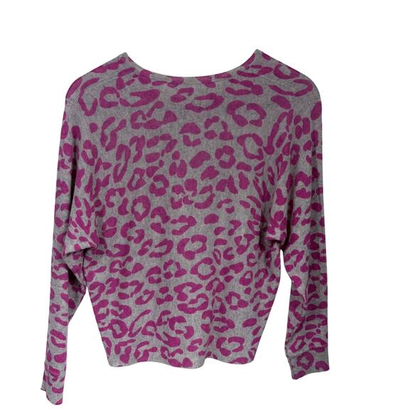 Hannah Rose 100% Cashmere Sweater Sx XS Leopard Pink Gray Soft Warm Chalet - Picture 5 of 6